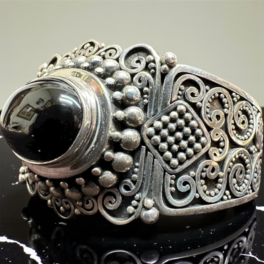Sterling Silver 925 Black Onyx Braceet - Picture 6 of 9